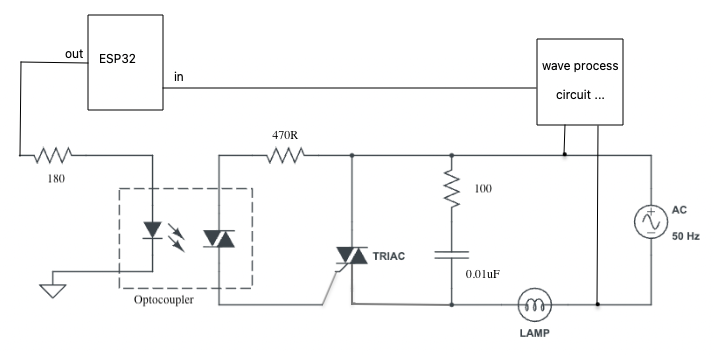 AC Lamp Dimmer with ESP32 and TRIAC